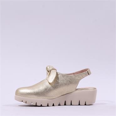 Wonders San Marino Bow Slingback Wedge - Gold